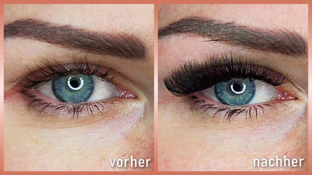 Wimpernverlängerung Volumenwimpern vorher-nachher Foto