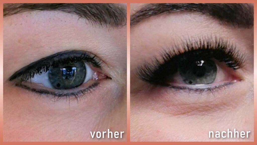 Wimpernverlängerung vorher-nachher Foto